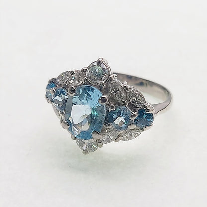 AQ1.04ct/0.36ct D0.95ct Pt900 5.5g Ring 