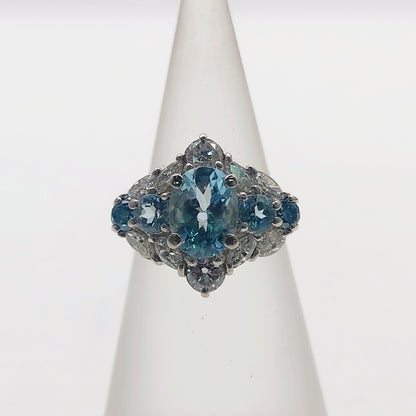 AQ1.04ct/0.36ct D0.95ct Pt900 5.5g Ring 