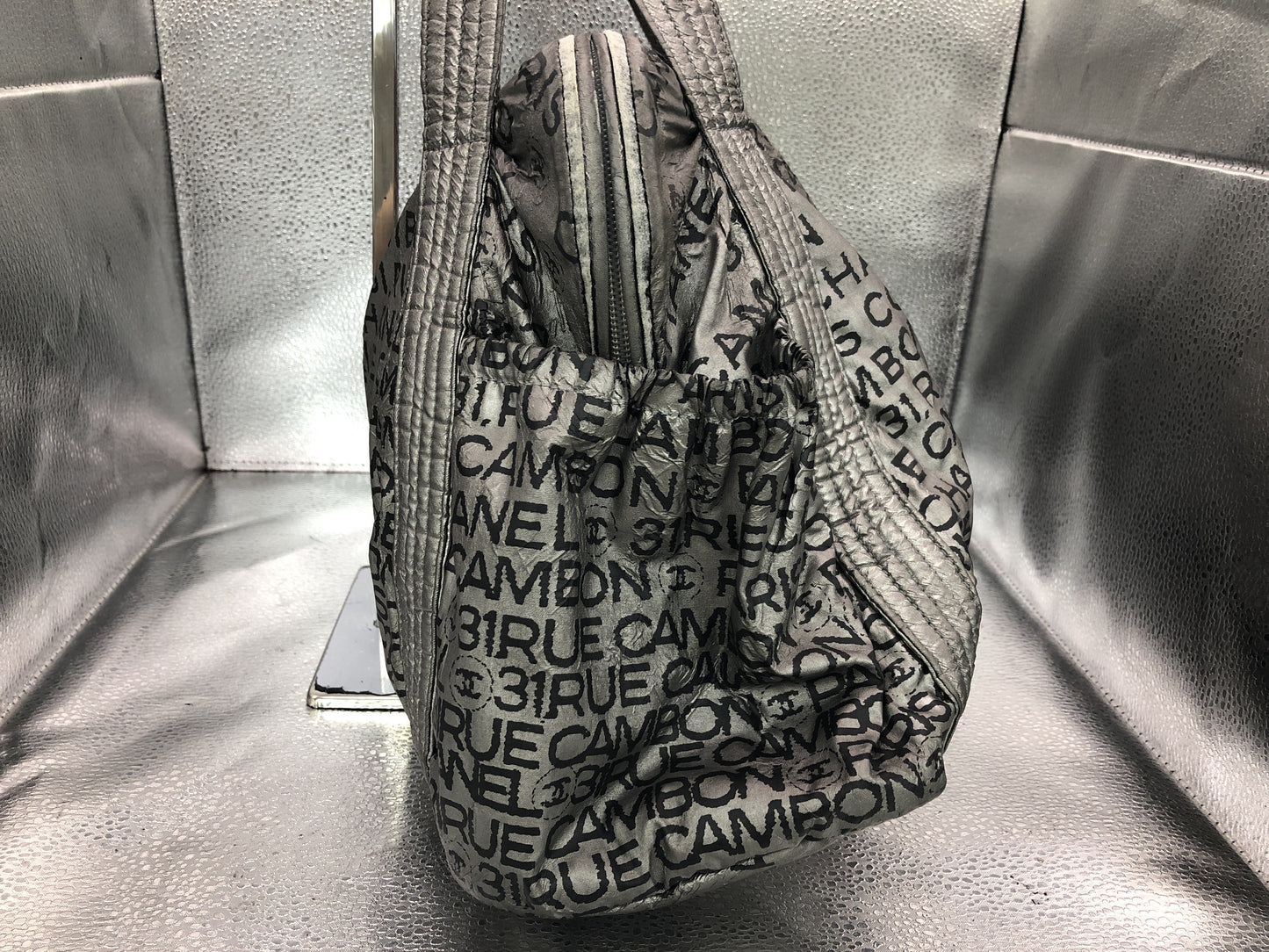 CHANEL Unlimited Tote Bag with Seal 12581101 Nylon Silver Tote Bag