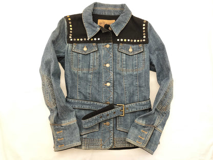 LOUIS VUITTON Louis Vuitton Monogram Studded Belted Denim Jacket Jacket