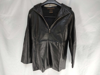 LOUIS VUITTON Size 36 Leather Hoodie Black Top