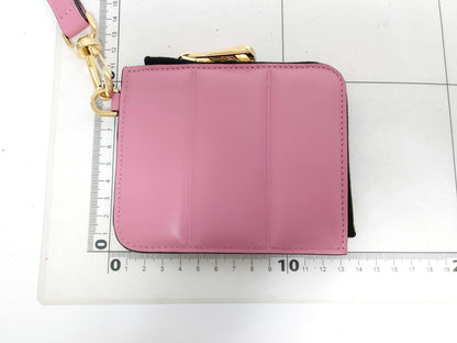 MONCLER Moncler logo leather shoulder wallet pink net pouch coin case