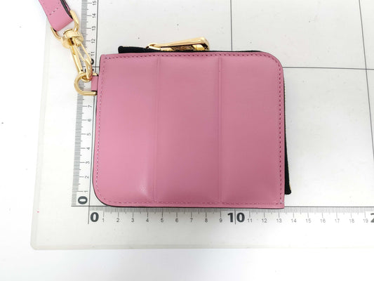 MONCLER Moncler logo leather shoulder wallet pink net pouch coin case