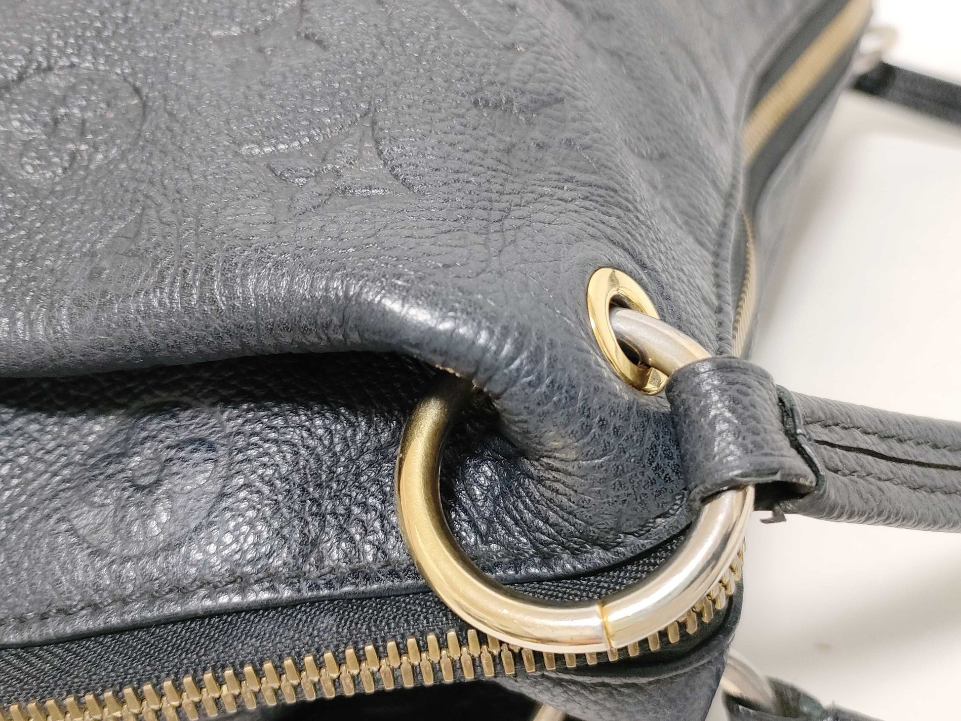 LOUIS VUITTON Monogram Empreinte Pontu PM Black Handbag