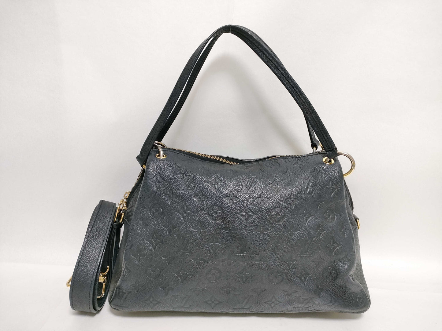 LOUIS VUITTON Monogram Empreinte Pontu PM Black Handbag