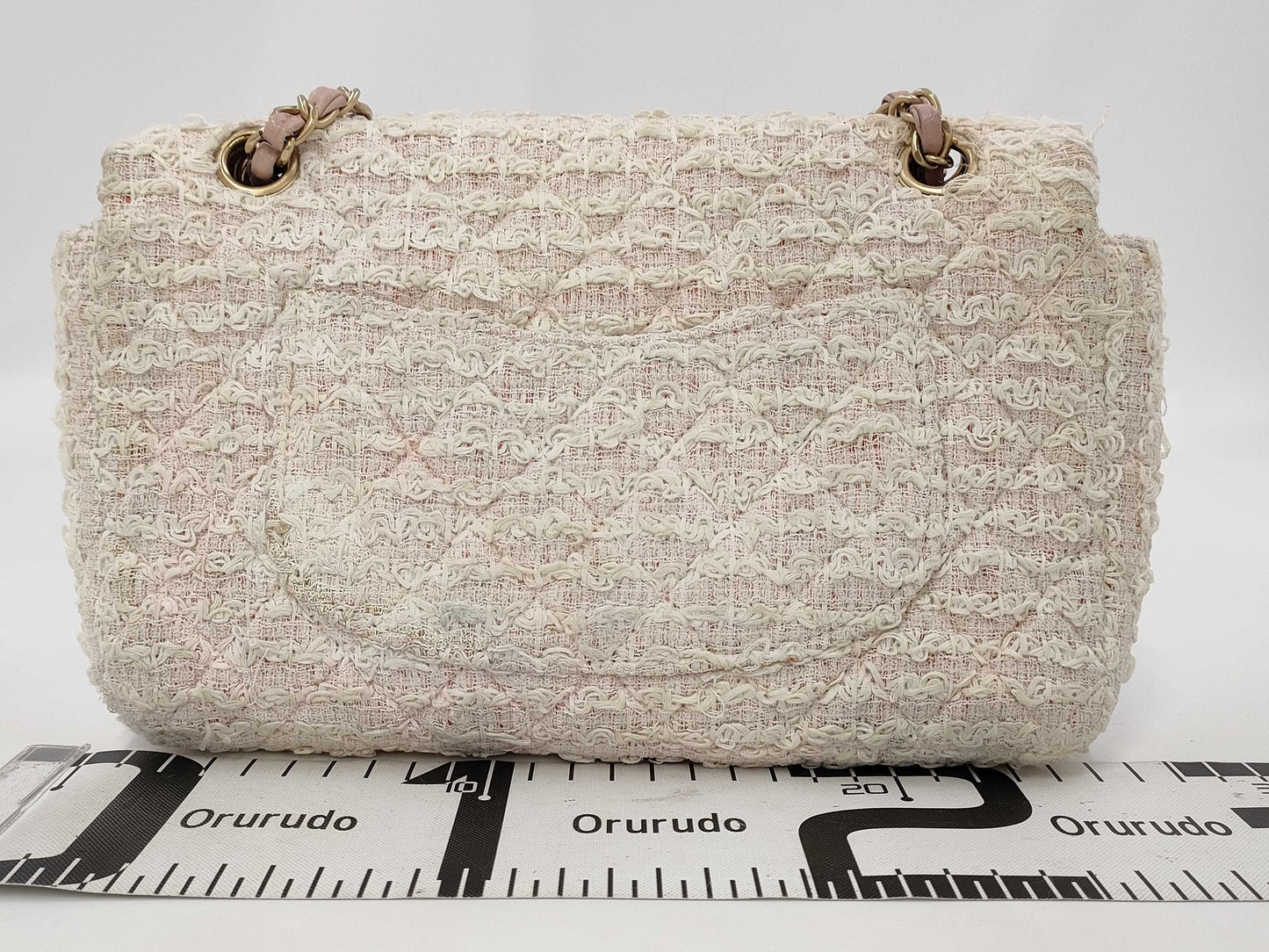 CHANEL Matlassse Double Flap Chain Shoulder Tweed Pink Gold Hardware No. 13 Shoulder Bag