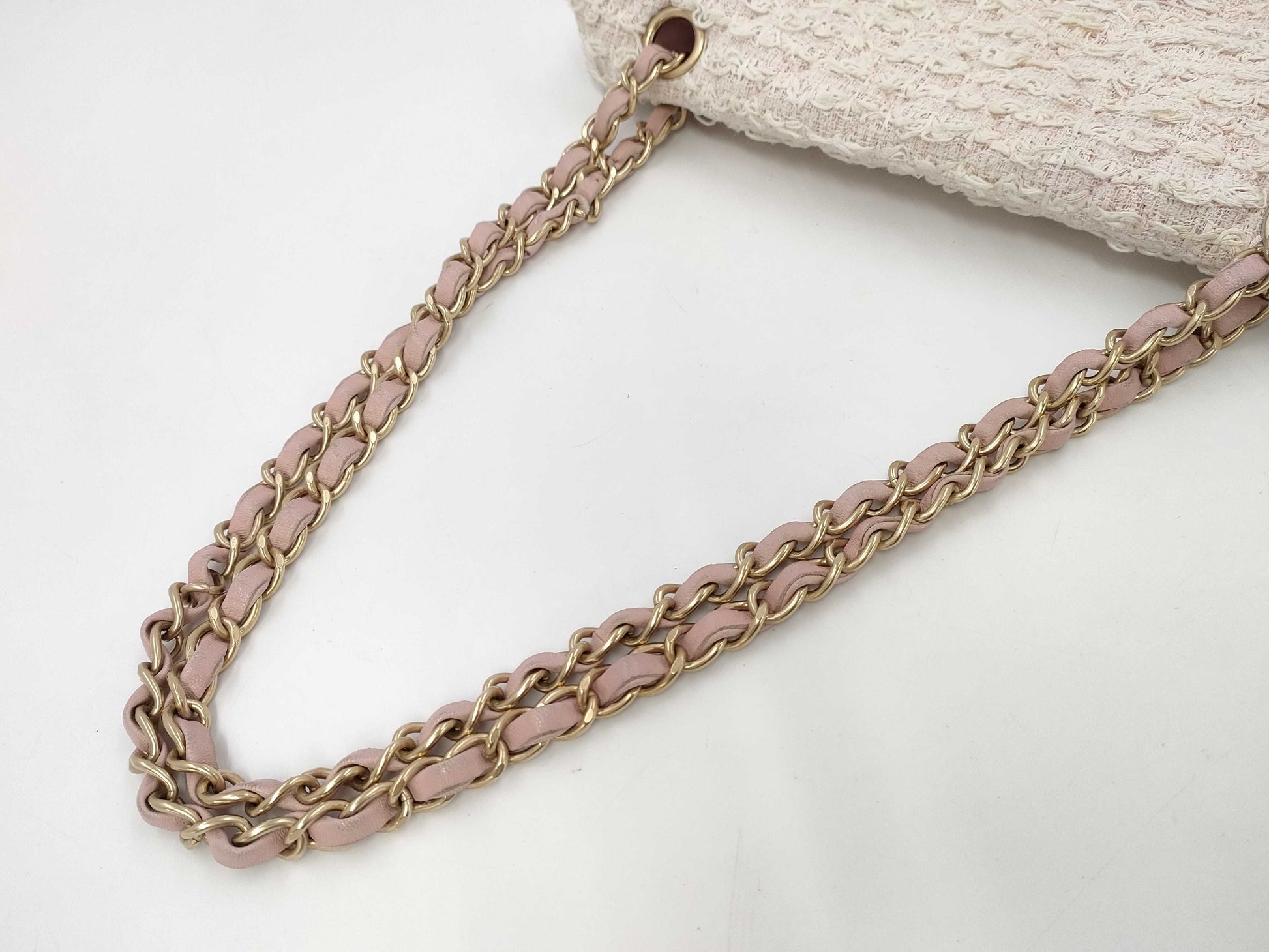 CHANEL Matlassse Double Flap Chain Shoulder Tweed Pink Gold Hardware No. 13 Shoulder Bag