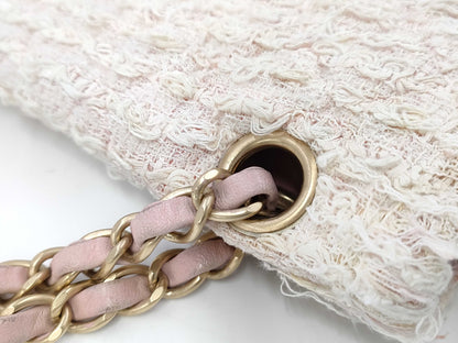 CHANEL Matlassse Double Flap Chain Shoulder Tweed Pink Gold Hardware No. 13 Shoulder Bag