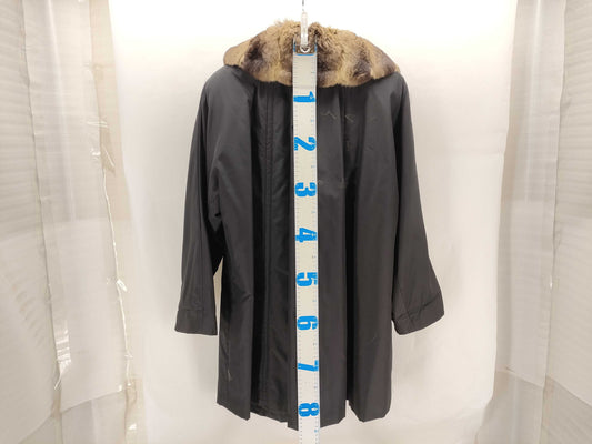  Mila Schon 100% Silk Coat with Chinchilla Fur, Size 40, Black, Dry Cleaned