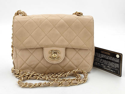 CHANEL Mini Matlassse Chain Bag Beige Gold Fittings 6th Series 6859091 Shoulder Bag