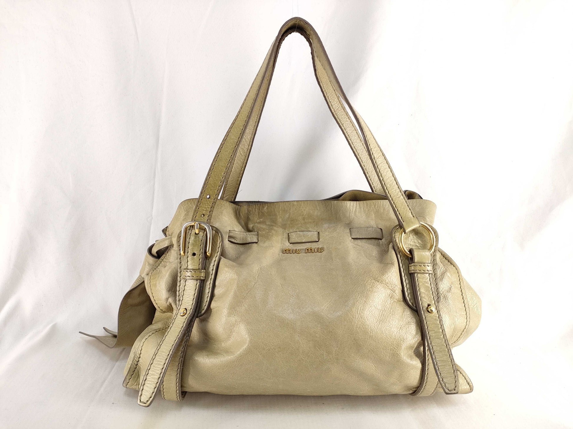 miu miu miu miu vitellolux 2way handbag shoulder bag gathered handbag