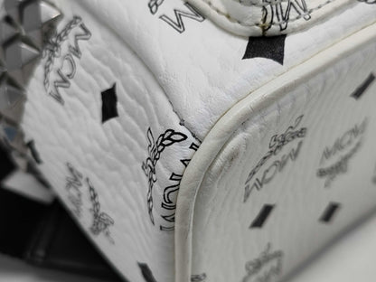 MCM MCM Backpack White Visetos Studded Leather Rucksack