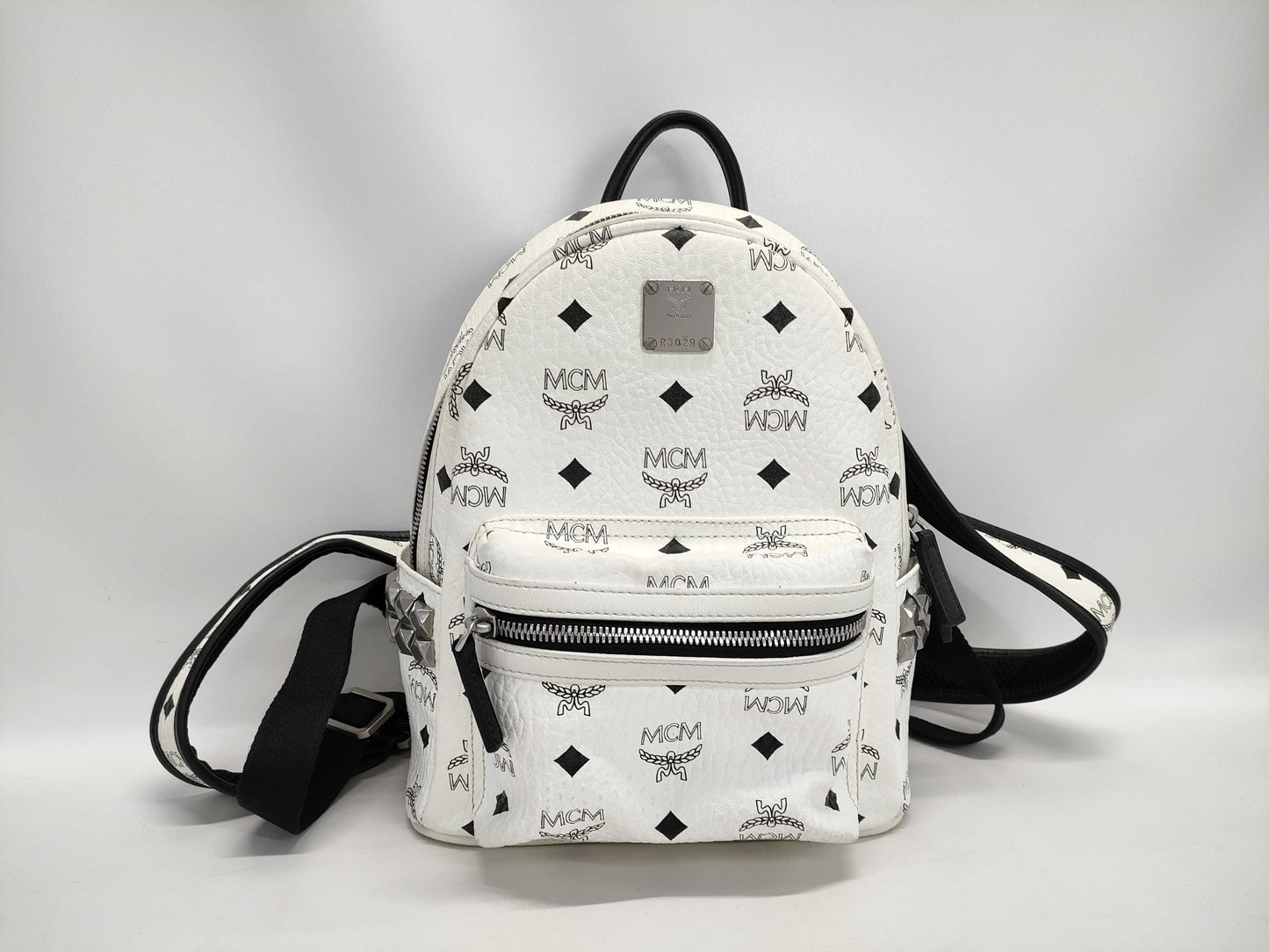 MCM MCM Backpack White Visetos Studded Leather Rucksack