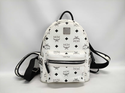 MCM MCM Backpack White Visetos Studded Leather Rucksack