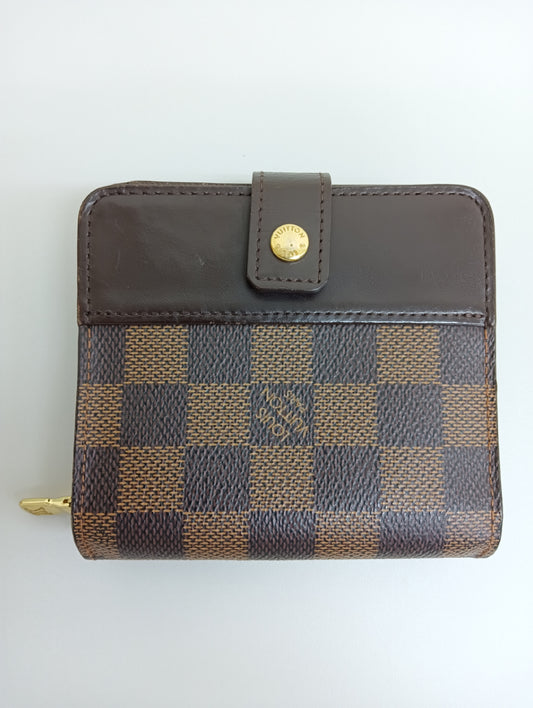 LOUIS VUITTON Vuitton Damier Compact Zip N61668 CA2059 Brown Compact Wallet Wallet