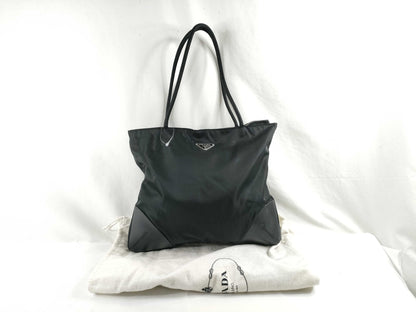 PRADA nylon triangle logo tote bag