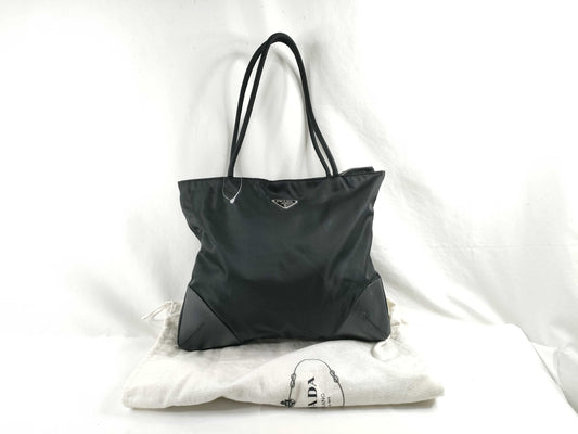 PRADA nylon triangle logo tote bag
