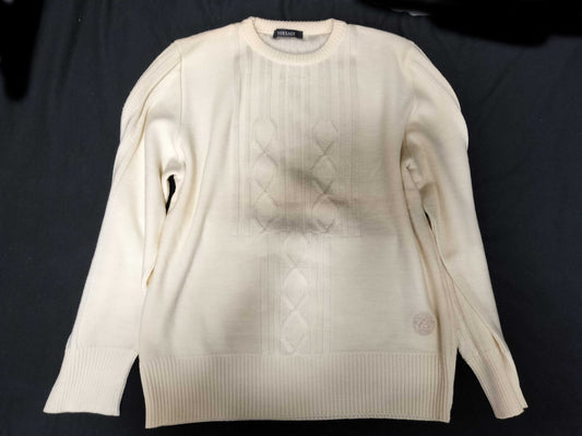 VERSACE Cable Knit Top with Medusa Embroidery