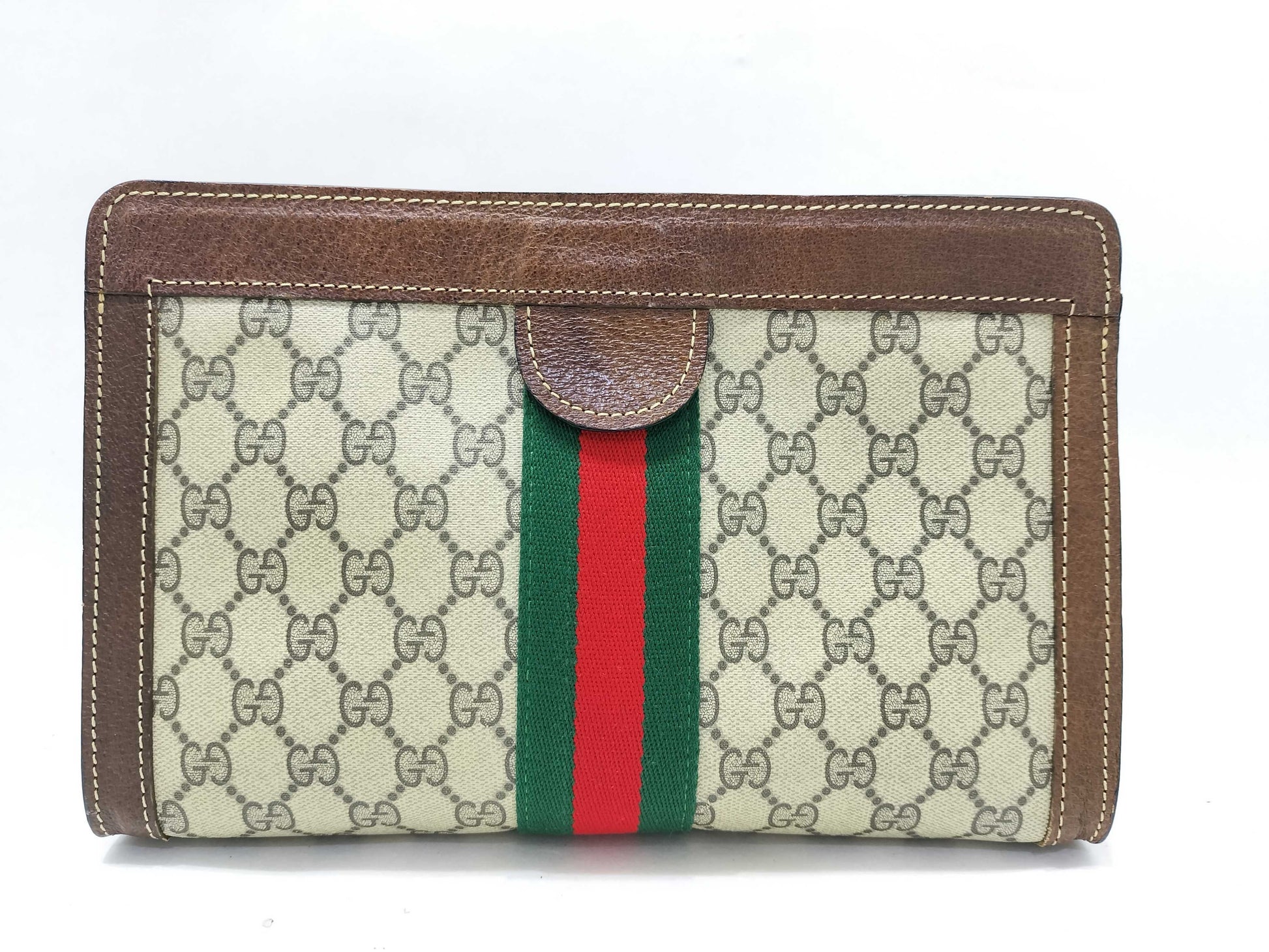 GUCCI GG Supreme Gucci Second Bag Sherry Line GG Supreme PVC Leather Brown Second Bag