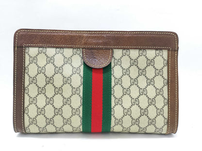 GUCCI GG Supreme Gucci Second Bag Sherry Line GG Supreme PVC Leather Brown Second Bag