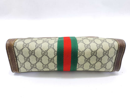 GUCCI GG Supreme Gucci Second Bag Sherry Line GG Supreme PVC Leather Brown Second Bag