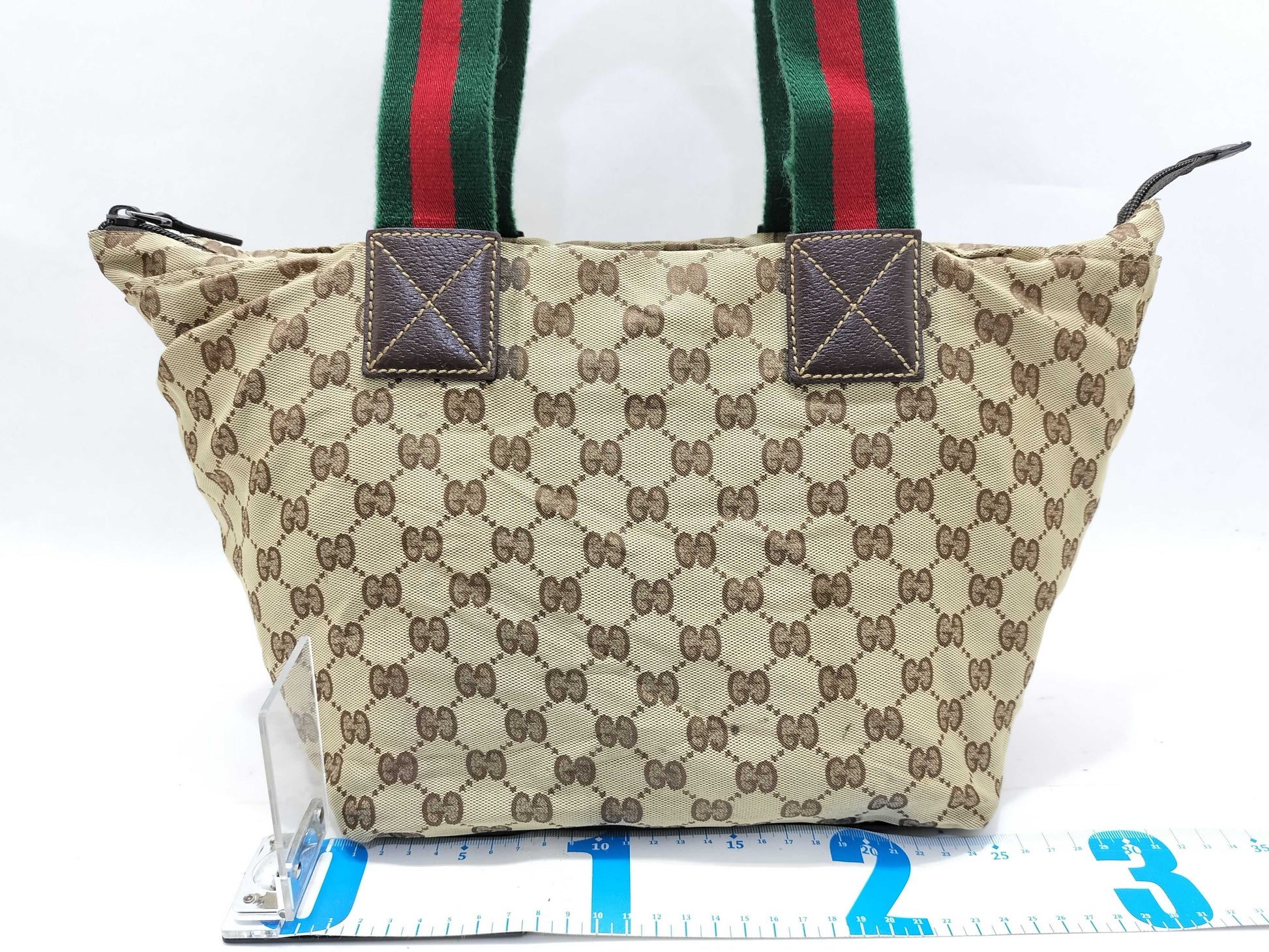 GUCCI GG Canvas Gucci 131230 GG Canvas Sherry Line Tote Bag Brown Handbag