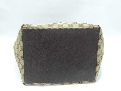 GUCCI GG Canvas Gucci 131230 GG Canvas Sherry Line Tote Bag Brown Handbag
