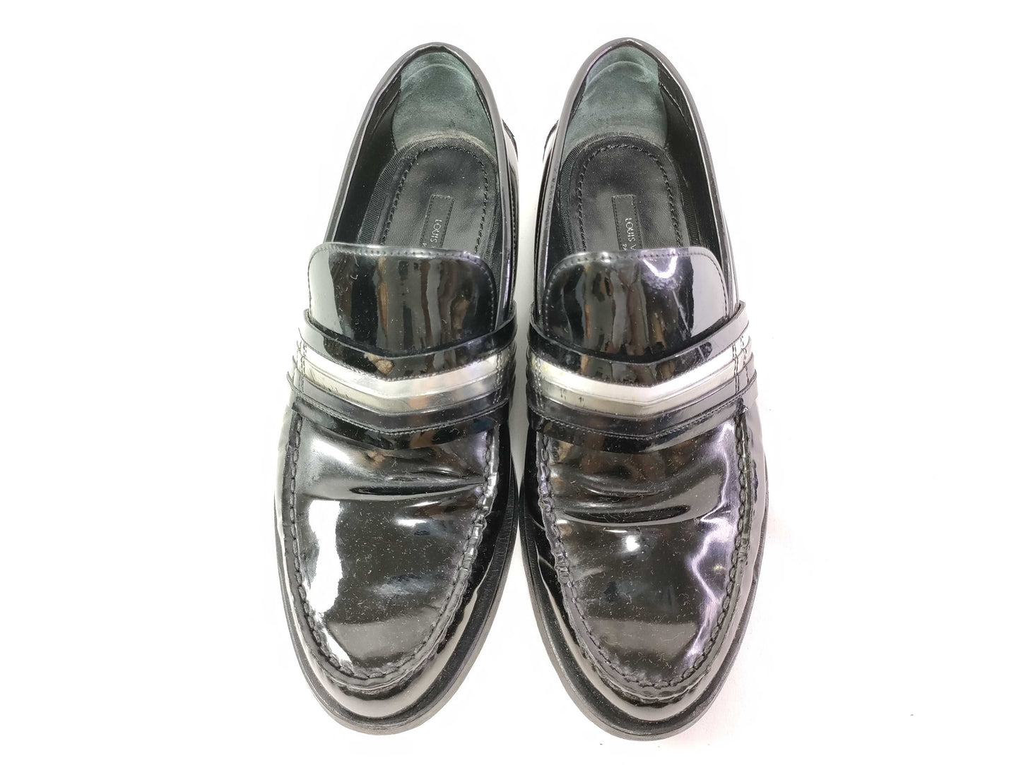 LOUIS VUITTON Enamel Loafers Black Box Business Shoes