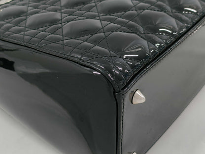 Dior Lady Dior Enamel Black Handbag