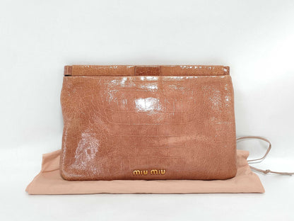Miu Miu Crocodile Clutch Bag Pink Clutch Bag