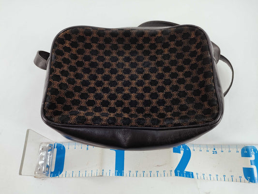 CELINE Macadam Shoulder Bag, Black