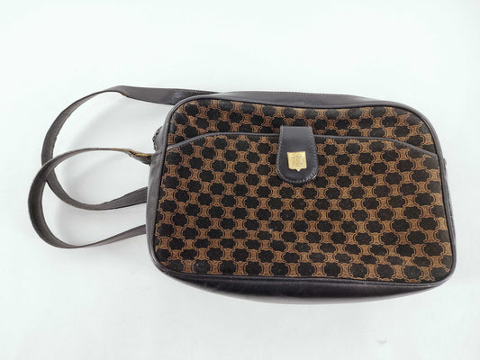 CELINE Macadam Shoulder Bag, Black