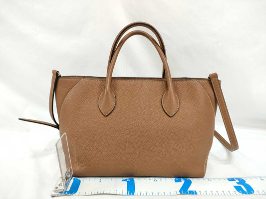 Limited Edition BONAVENTURA Mia 27 Tote Bag, 2-Way, Bottarato Grained Leather, Camel, Shoulder Bag