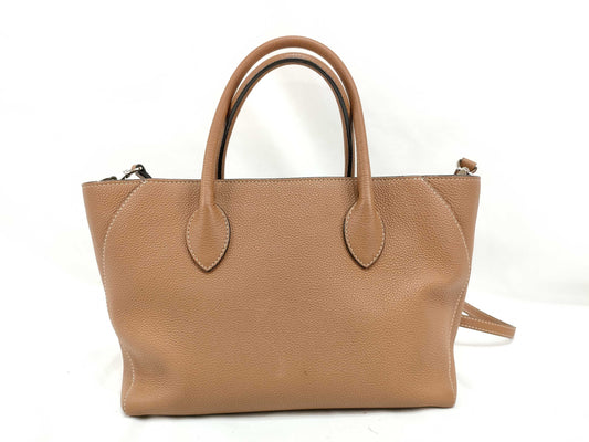 Limited Edition BONAVENTURA Mia 27 Tote Bag, 2-Way, Bottarato Grained Leather, Camel, Shoulder Bag