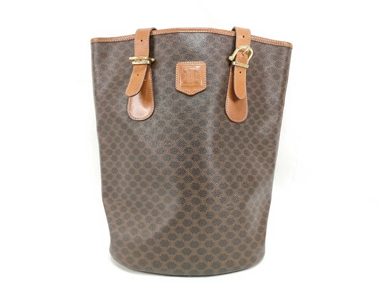 CELINE Tote Bag Macadam Pattern Brown Handbag