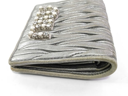 Miu Miu Bijou/Pearl Bifold Silver Wallet