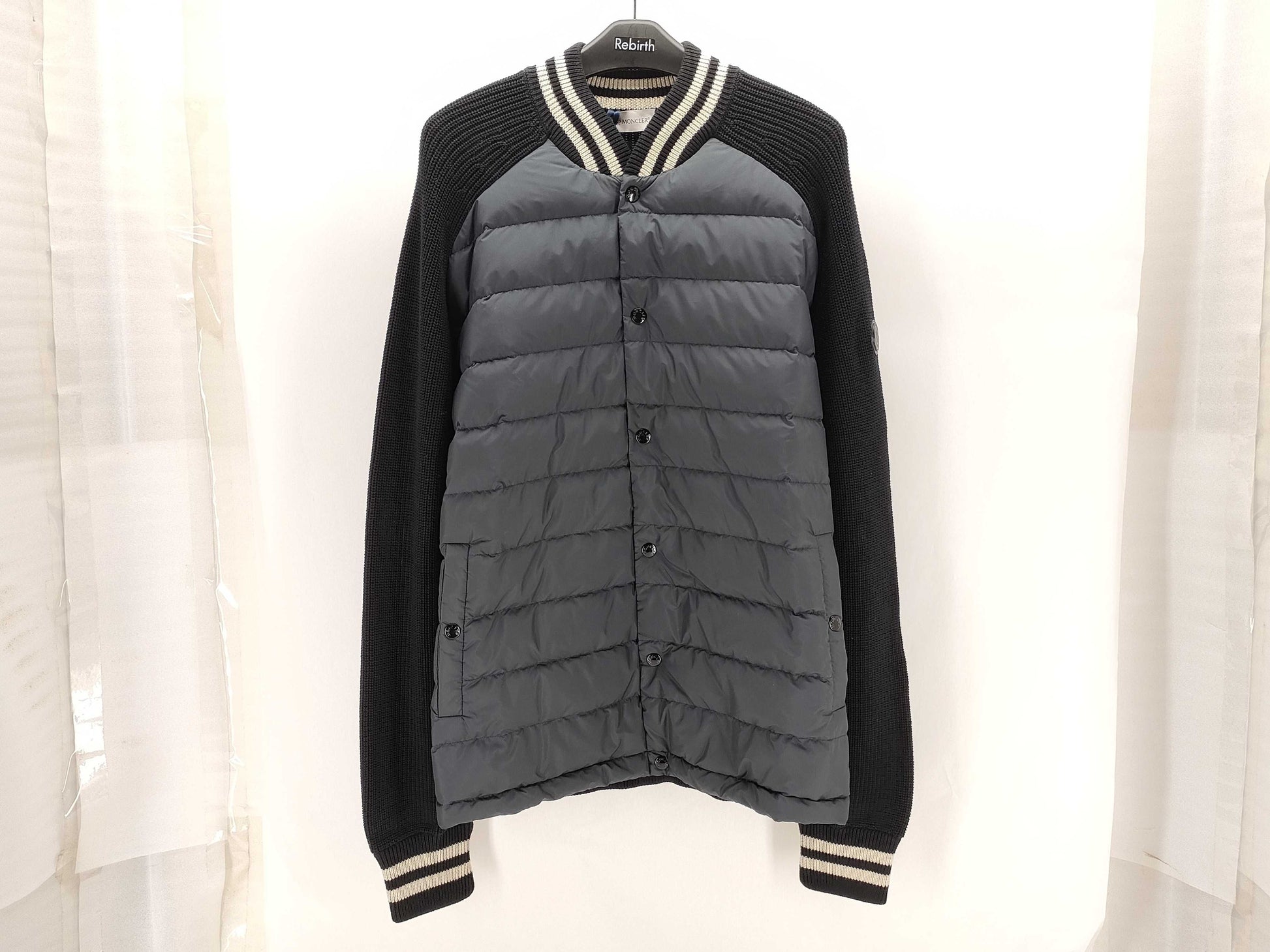 MONCLER Cardigan Tricot Down Jacket, Size XL