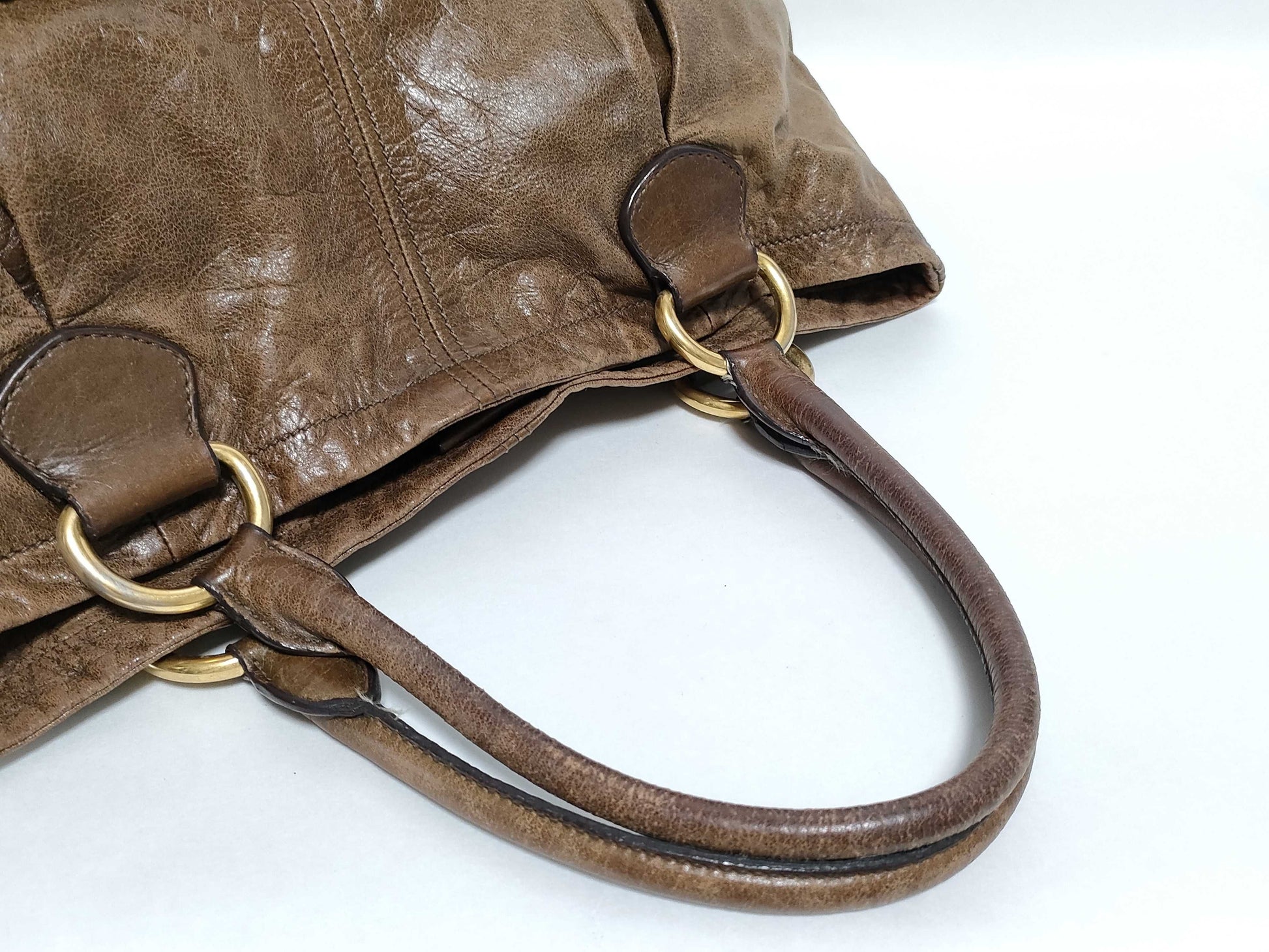 Miu Miu 7036 Miu Miu Tote Bag with Metal Fittings and Leather Tote Bag