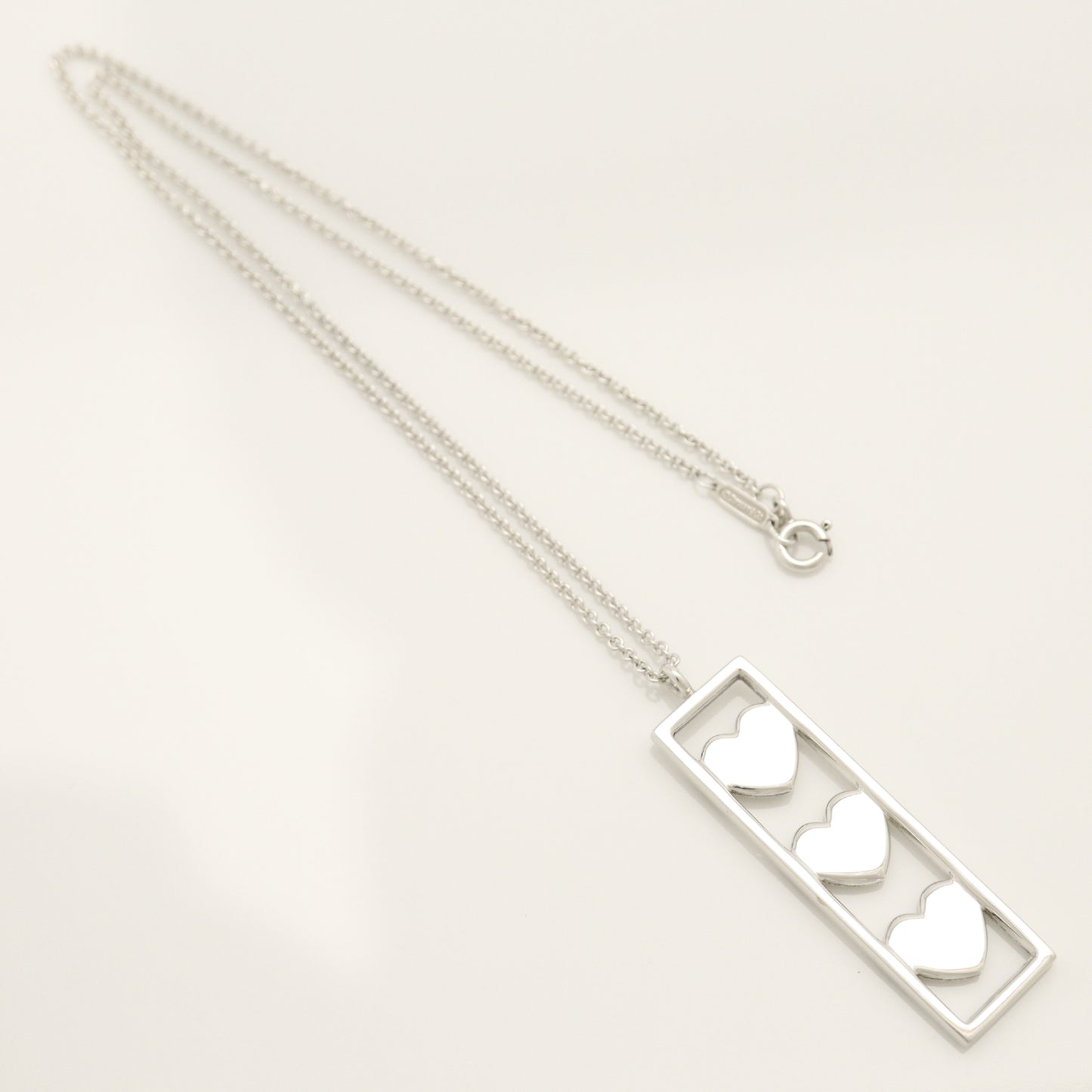 Tiffany&Co. Tiffany&Co. Tiffany&Co. Triple Heart Plate Necklace Pendant Silver925 SV925 Weight 9.26g Necklace