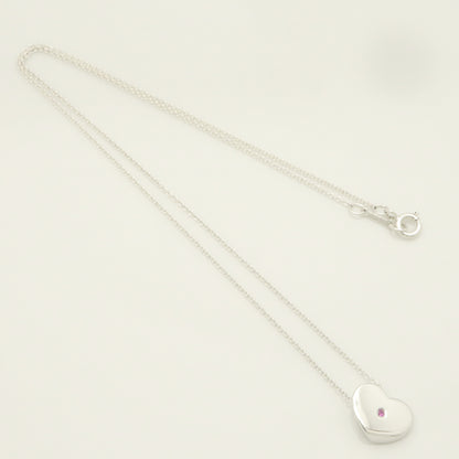 Tiffany&Co. Tiffany&Co. Tiffany&Co. Tiffany&Co. Modern Heart 1P Pink Sapphire Necklace Silver 925 SV925 Weight 4.28g Necklace