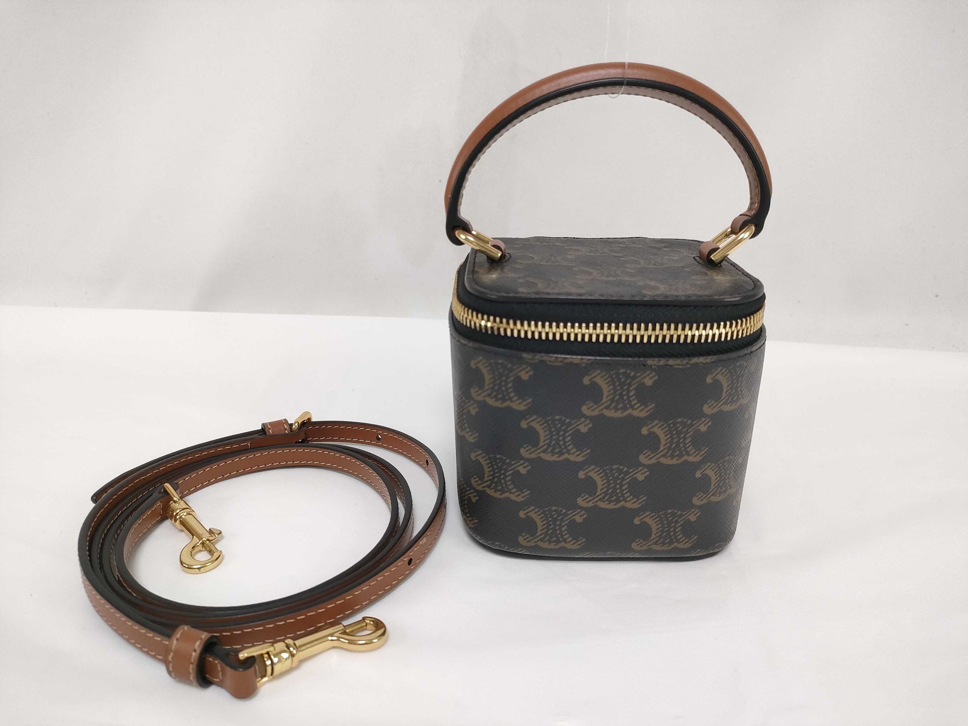 CELINE Triomphe Mini Vanity Shoulder Bag with Strap