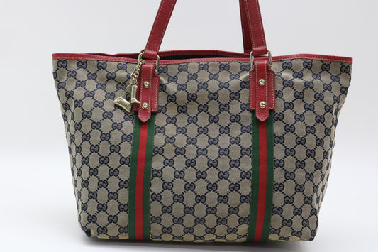GUCCI GG Canvas Sherry Line Tote Bag