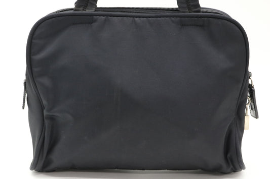 PRADA nylon handbag with triangular logo plate