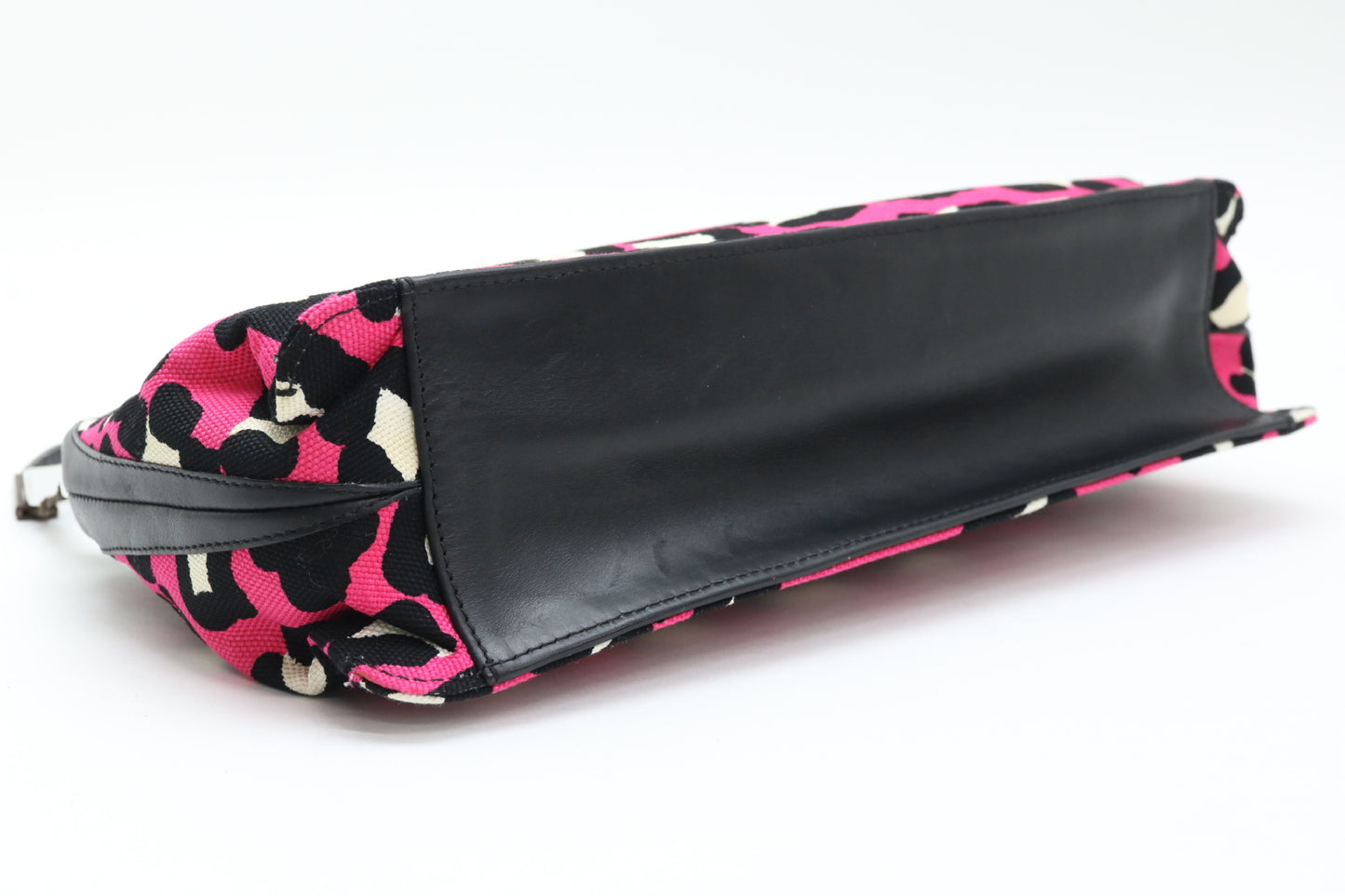 BOTTEGA VENETA Canvas Leather Leopard Print Shoulder Bag