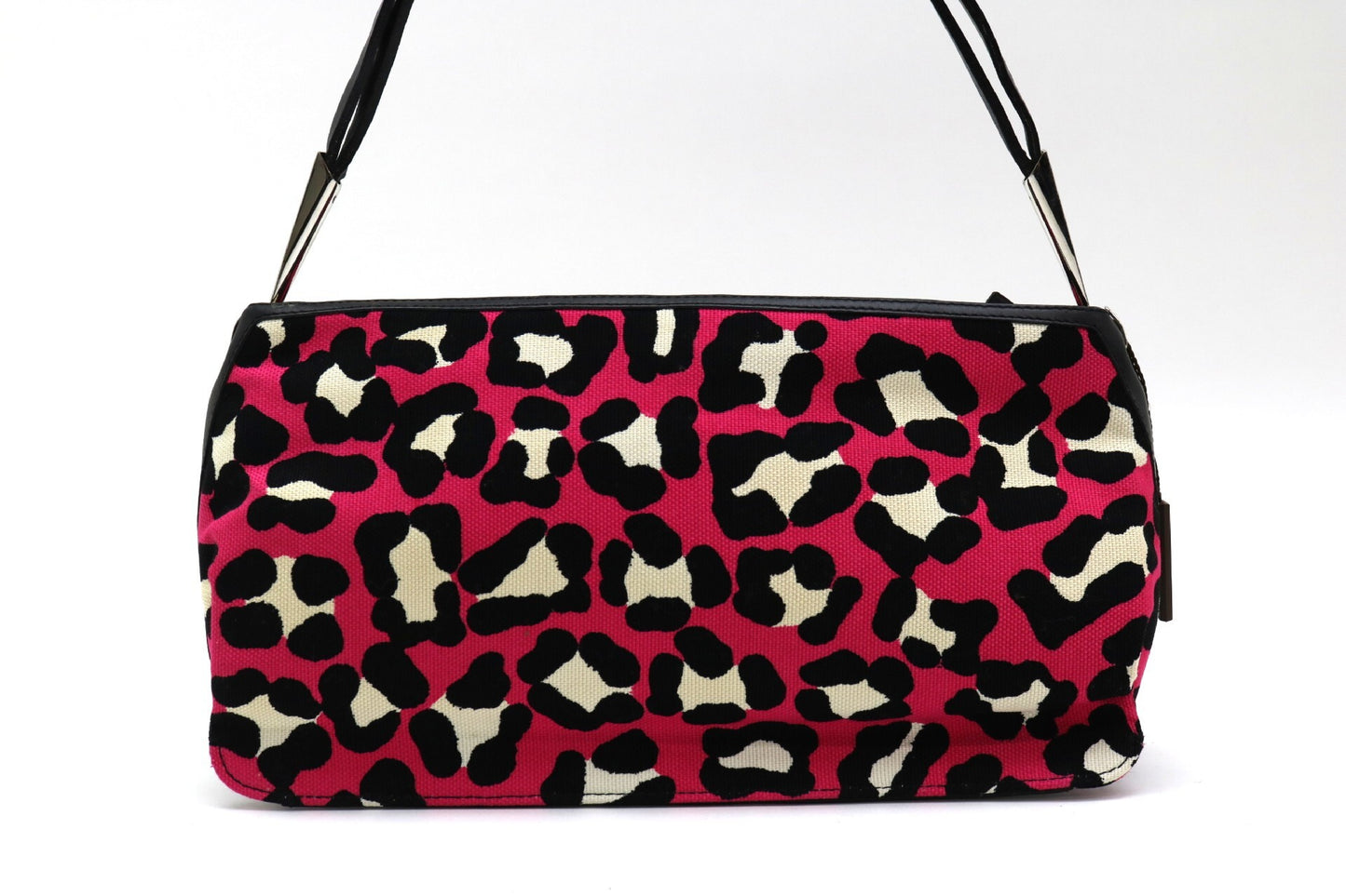 BOTTEGA VENETA Canvas Leather Leopard Print Shoulder Bag