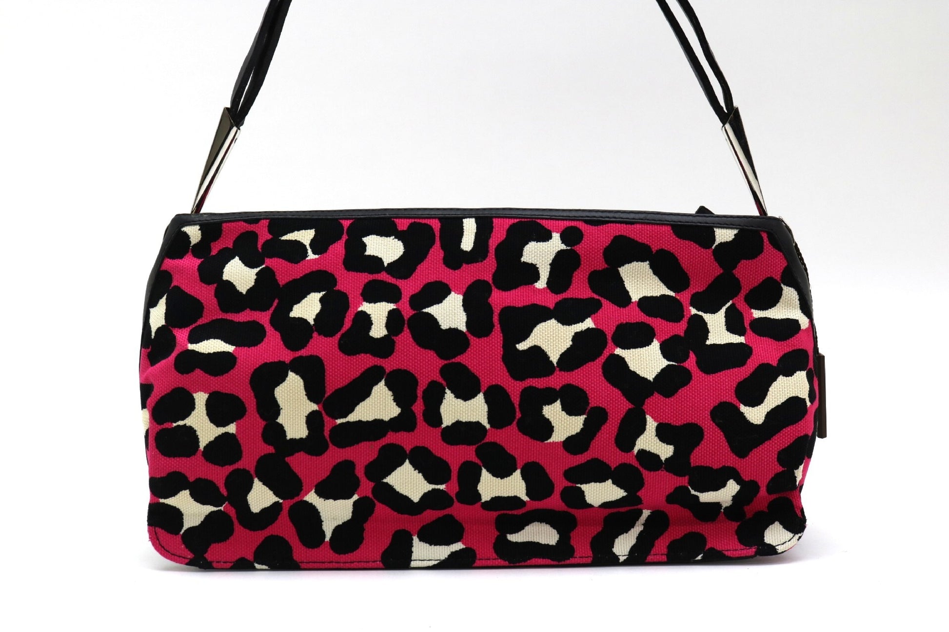 BOTTEGA VENETA Canvas Leather Leopard Print Shoulder Bag