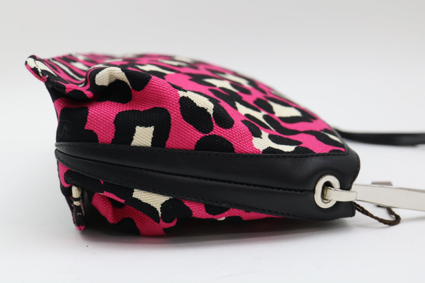 BOTTEGA VENETA Canvas Leather Leopard Print Shoulder Bag