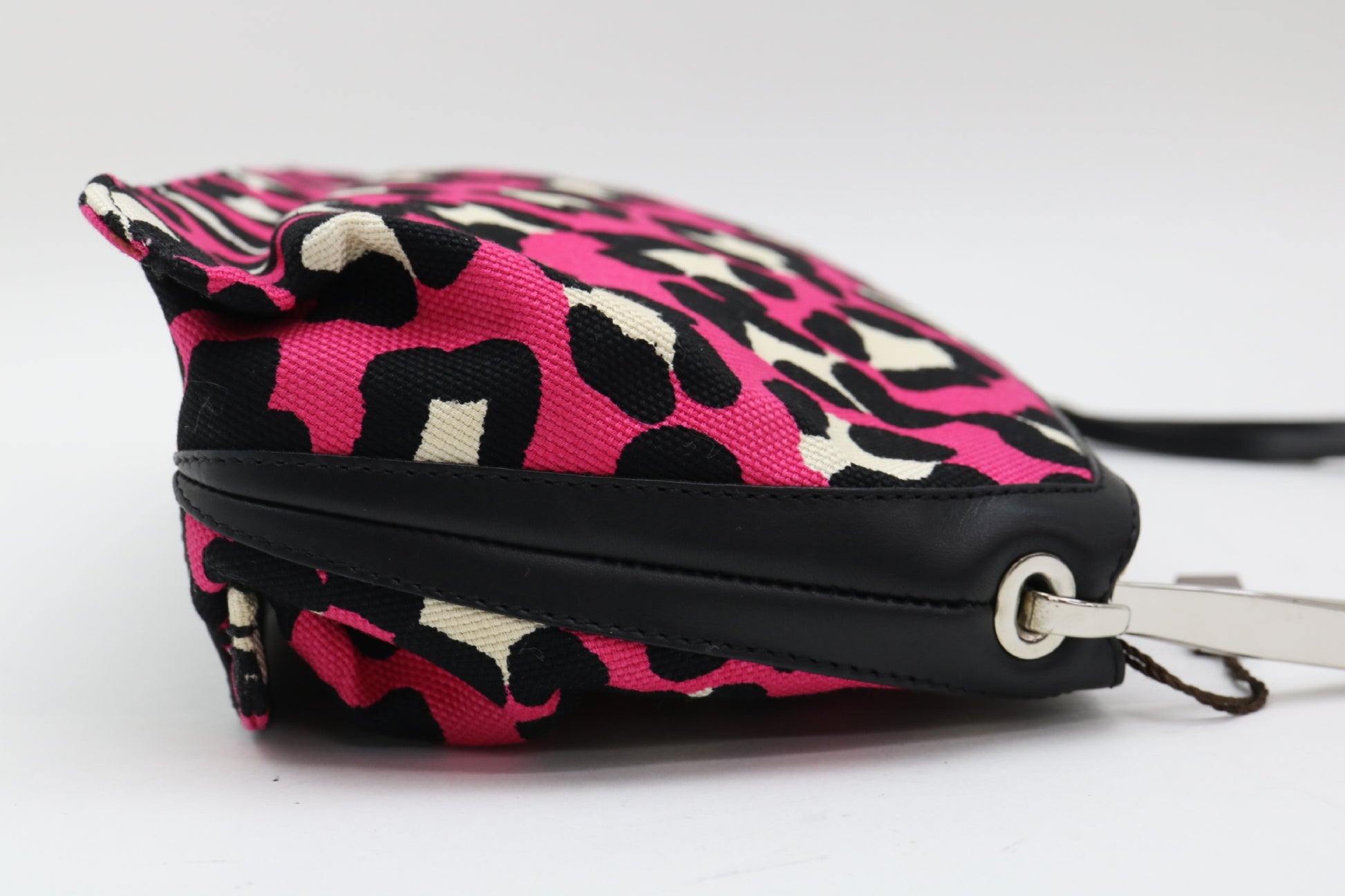 BOTTEGA VENETA Canvas Leather Leopard Print Shoulder Bag