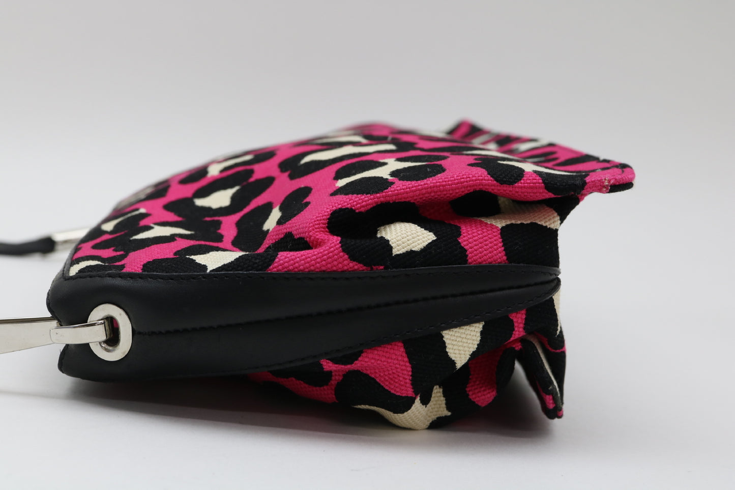 BOTTEGA VENETA Canvas Leather Leopard Print Shoulder Bag