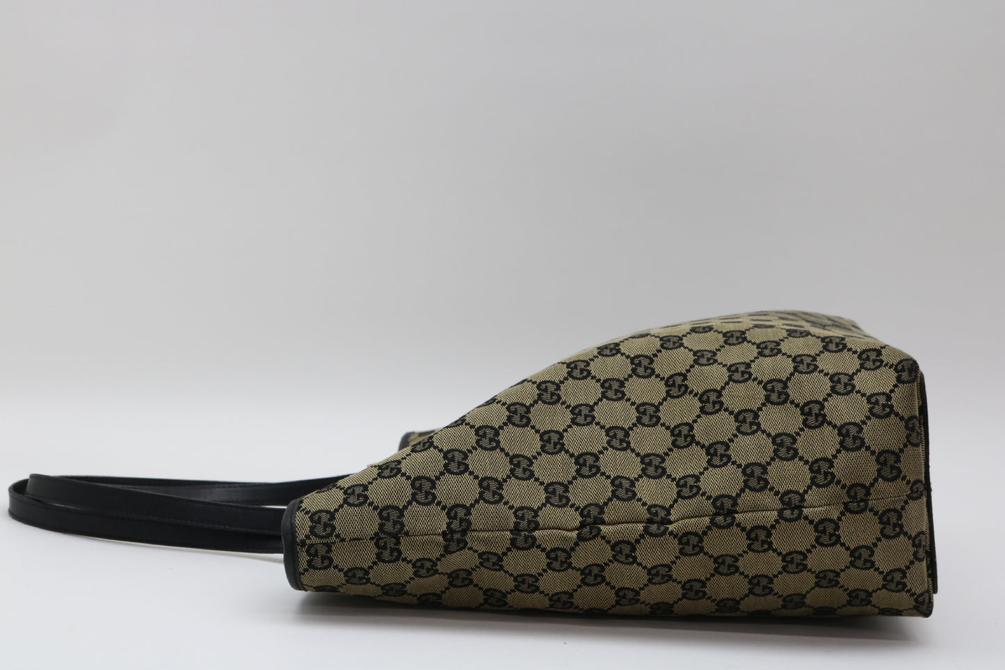 GUCCI GG Canvas Leather Tote Bag